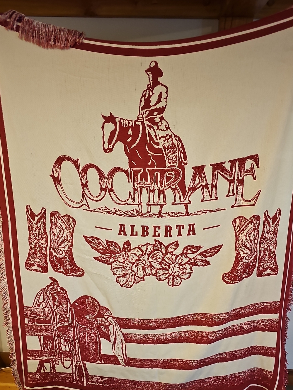 Cochrane Alberta Red & Cream Throw Blanket